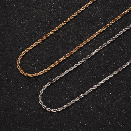 Stainless steel 2.8mm rope 18 inches necklace in gold & silver | wa-2335