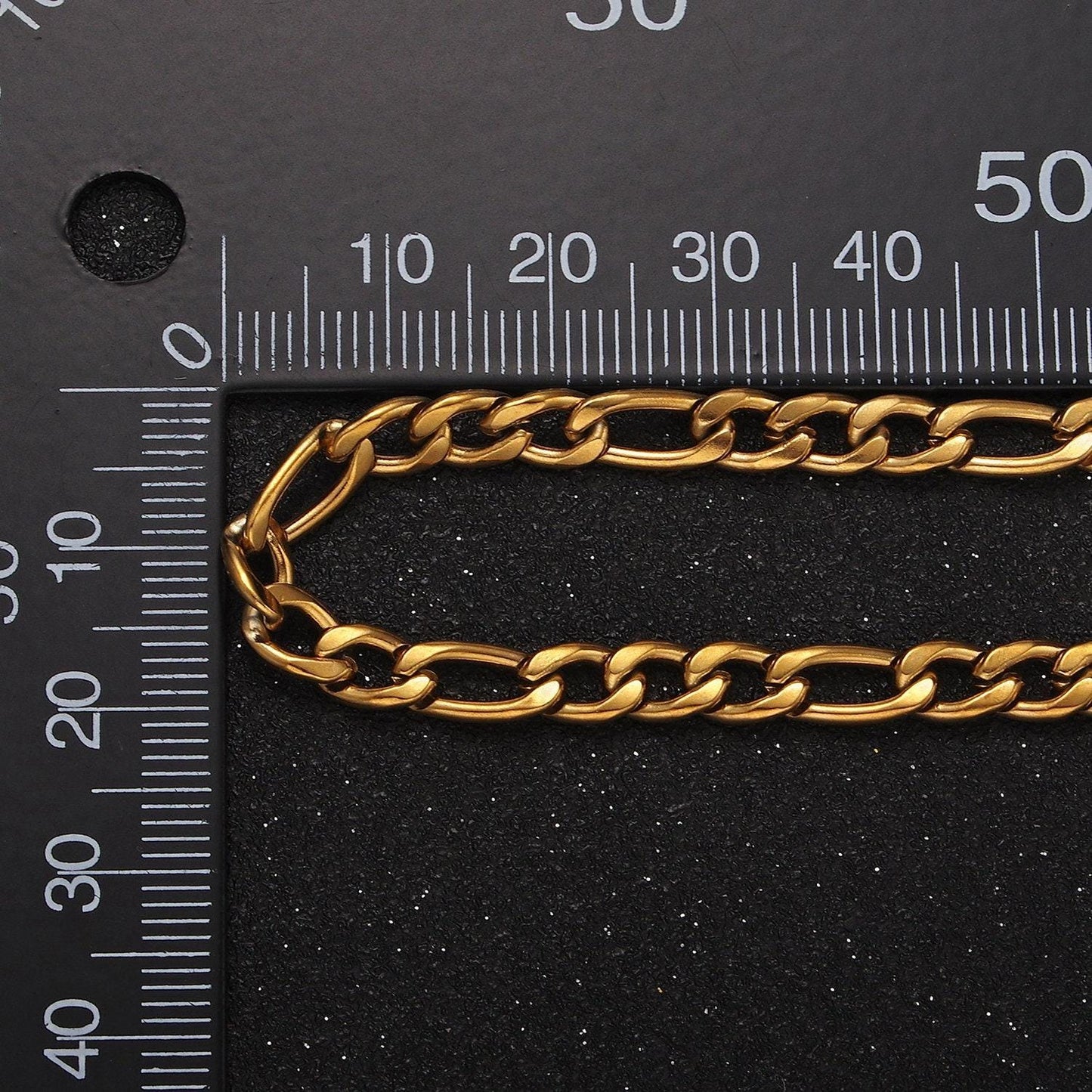 5.2mm figaro link stainless steel gold plated necklace chain for men or women long figaro chain 20, 22, 24 inch necklace wa2312