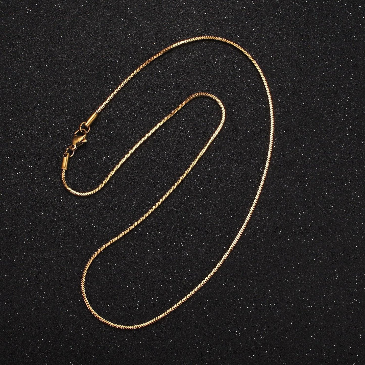 Dainty round snake chain necklaces men women - 18k gold plated stainless steel 1.5mm width for layering necklace 18 / 20 inch chain wa2310
