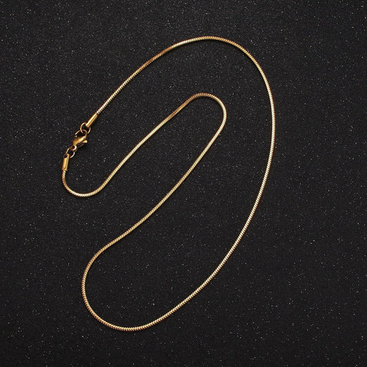 Dainty round snake chain necklaces men women - 18k gold plated stainless steel 1.5mm width for layering necklace 18 / 20 inch chain wa2310