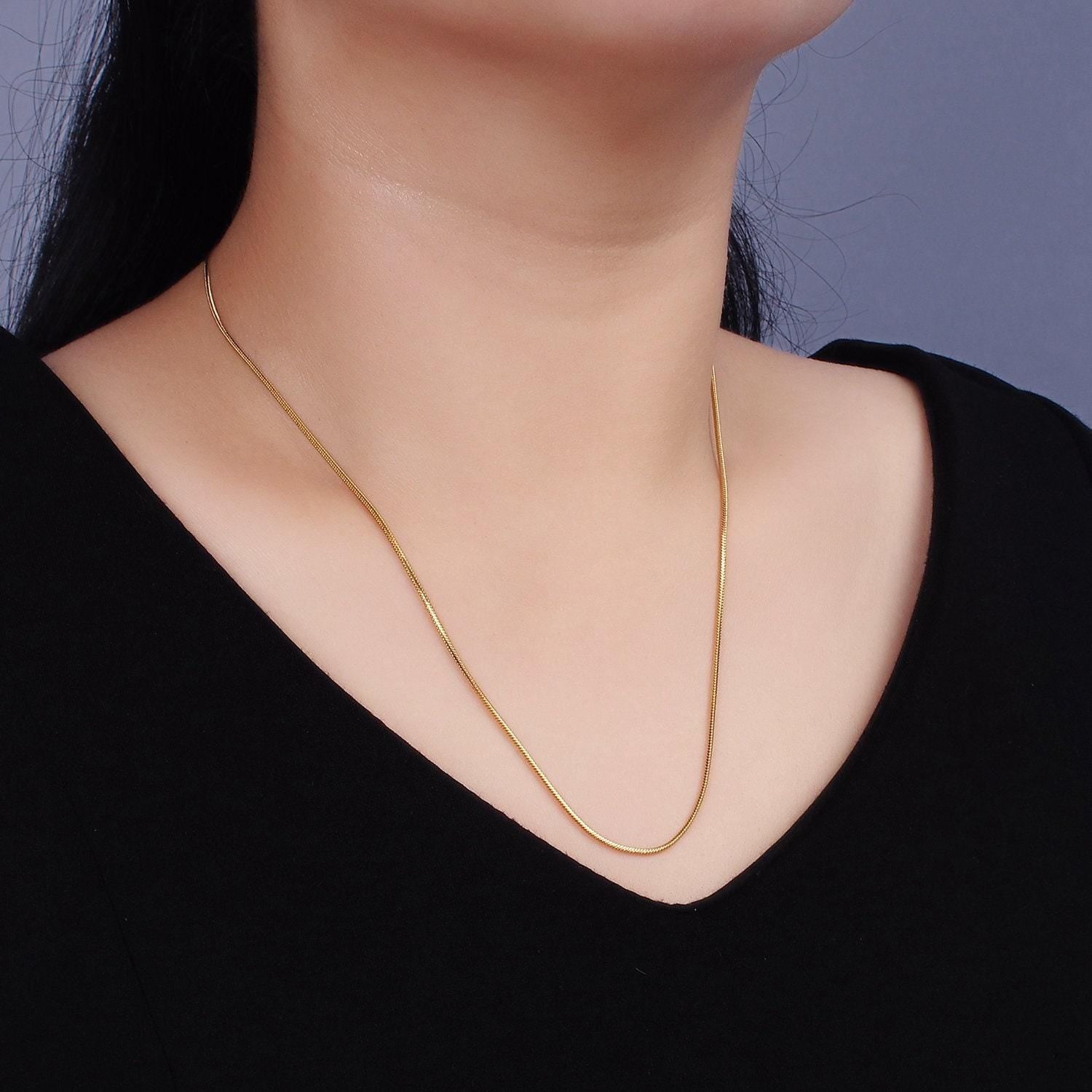 Dainty gold mini round snake herringbone chain necklaces stainless steel 1.2mm chain gold jewelry minimalist layered styles necklace wa2309