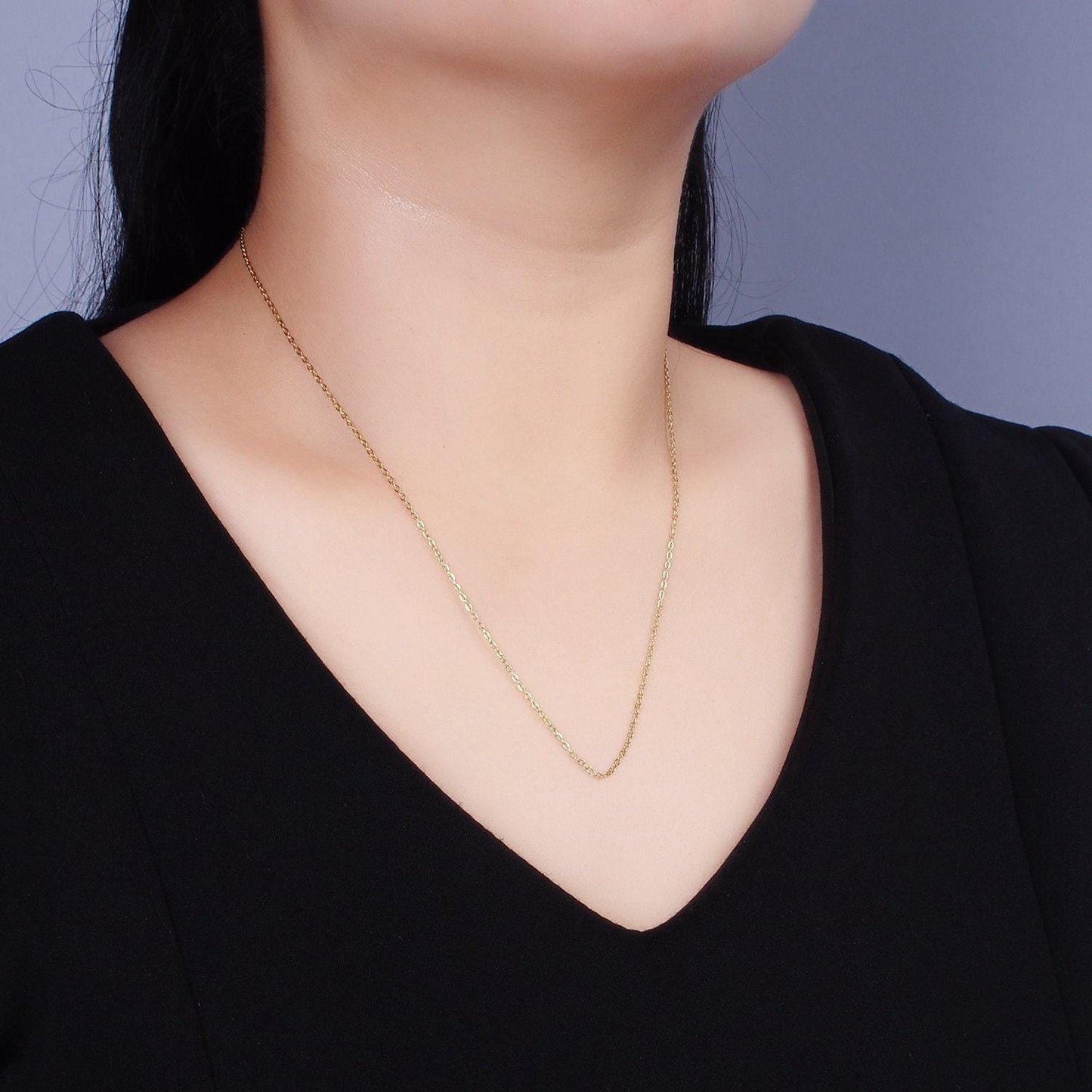 Stainless steel 1.3mm cable chain 18 inch layering minimalist necklace w. extender | wa-2275