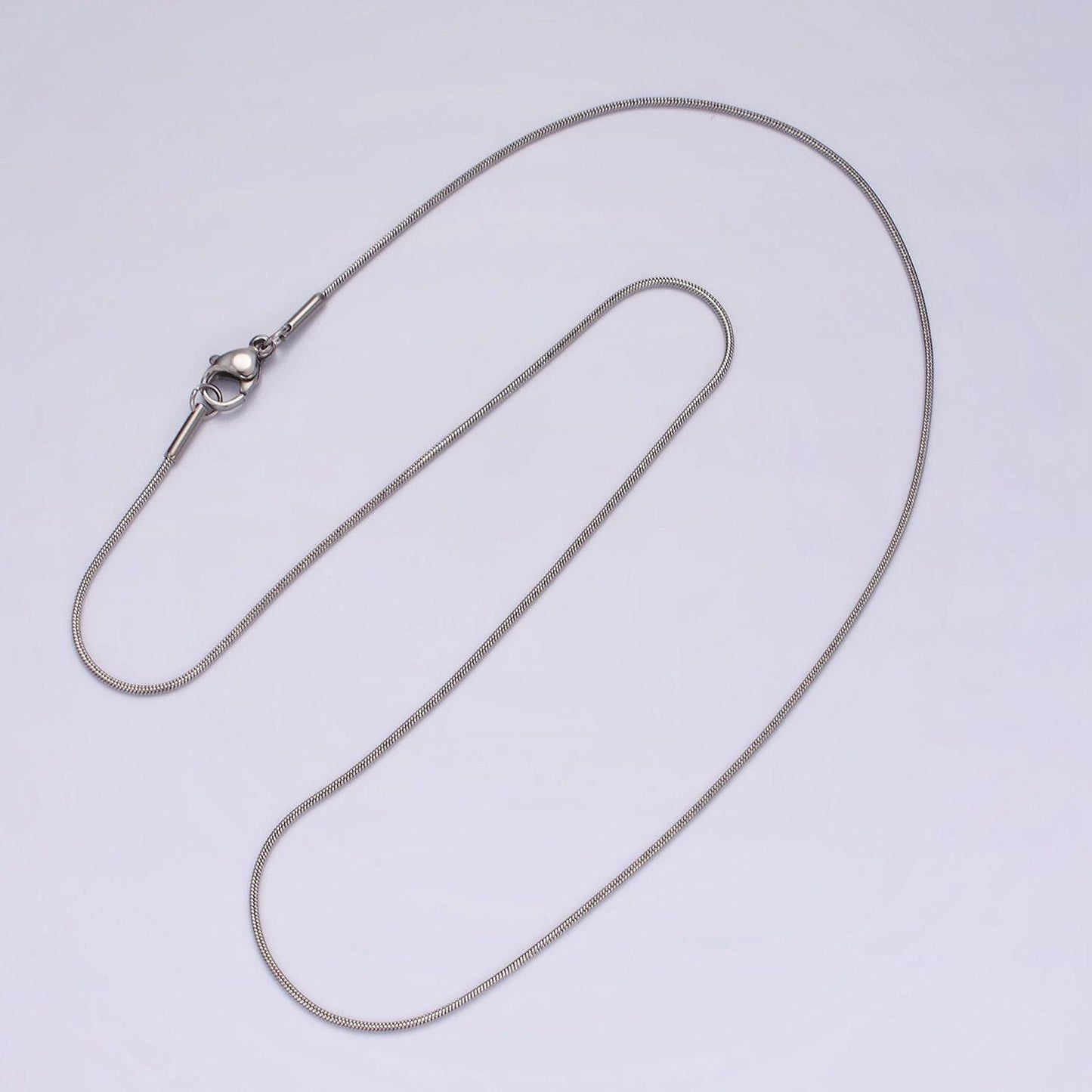 Stainless steel 1mm dainty omega 18 inch layering silver chain necklace | wa-2259