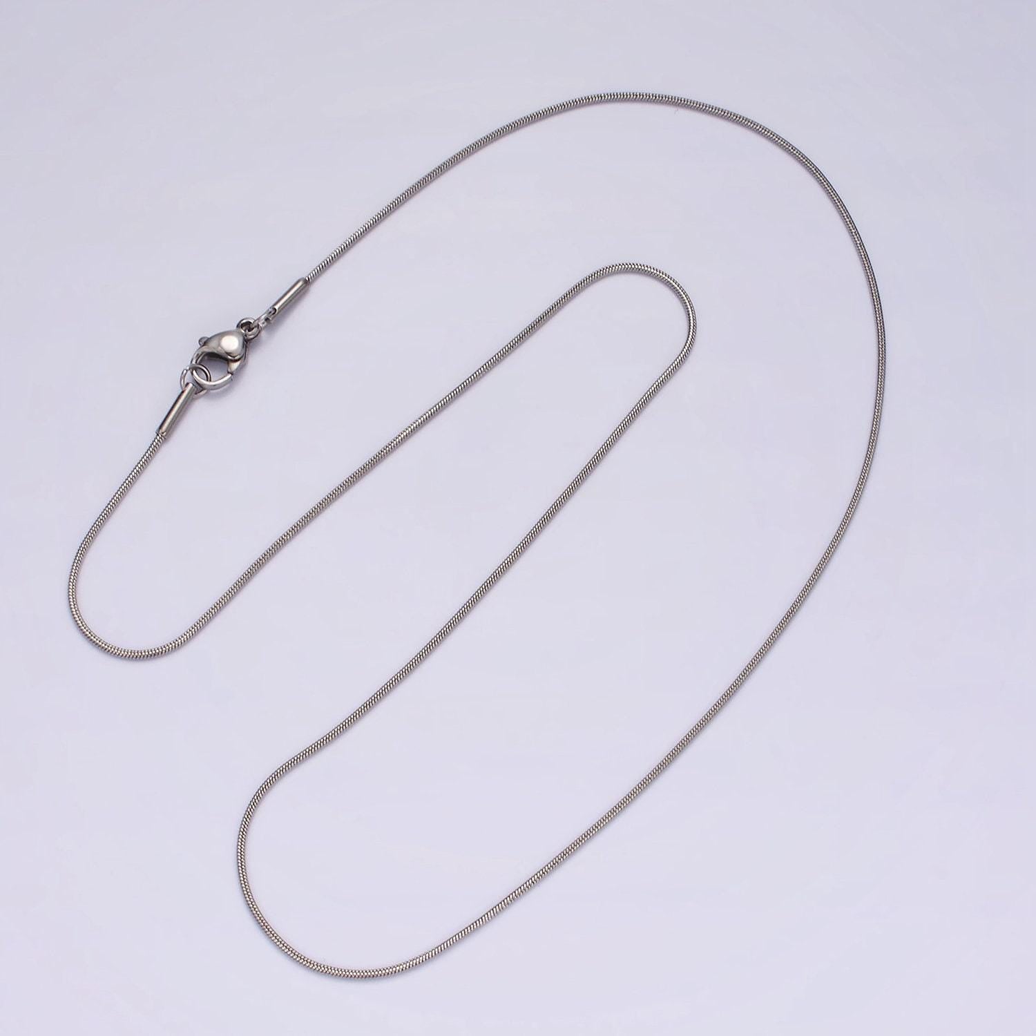 Stainless steel 1mm dainty omega 18 inch layering silver chain necklace | wa-2259