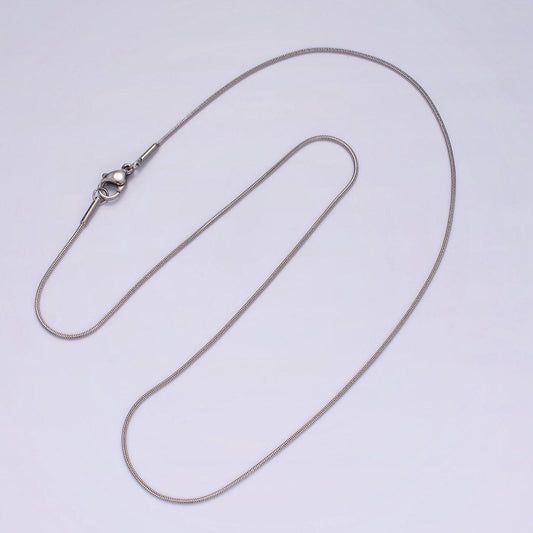 Stainless steel 1mm dainty omega 18 inch layering silver chain necklace | wa-2259
