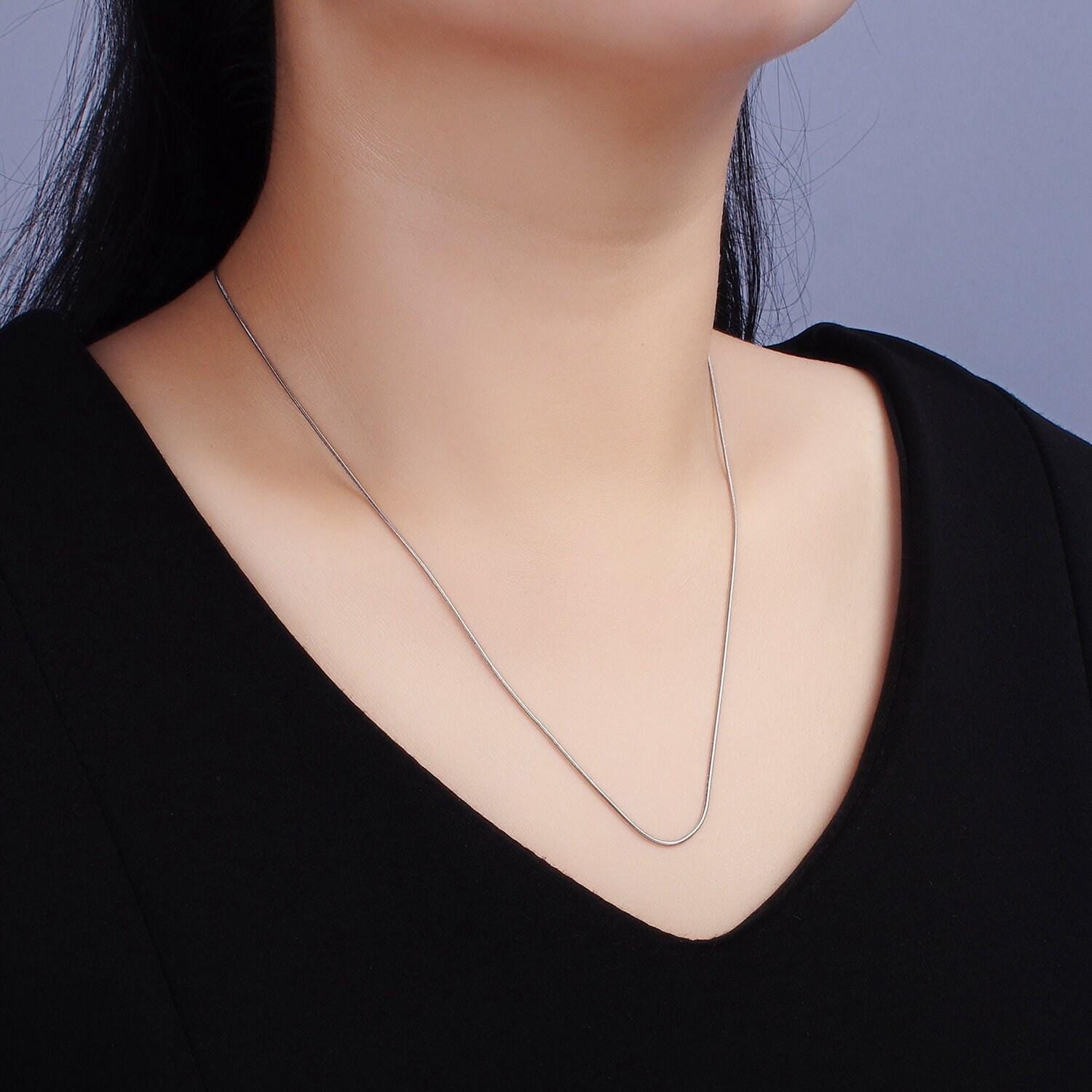 Stainless steel 1mm dainty snake cocoon 20 inch chain layering necklace | wa-2260