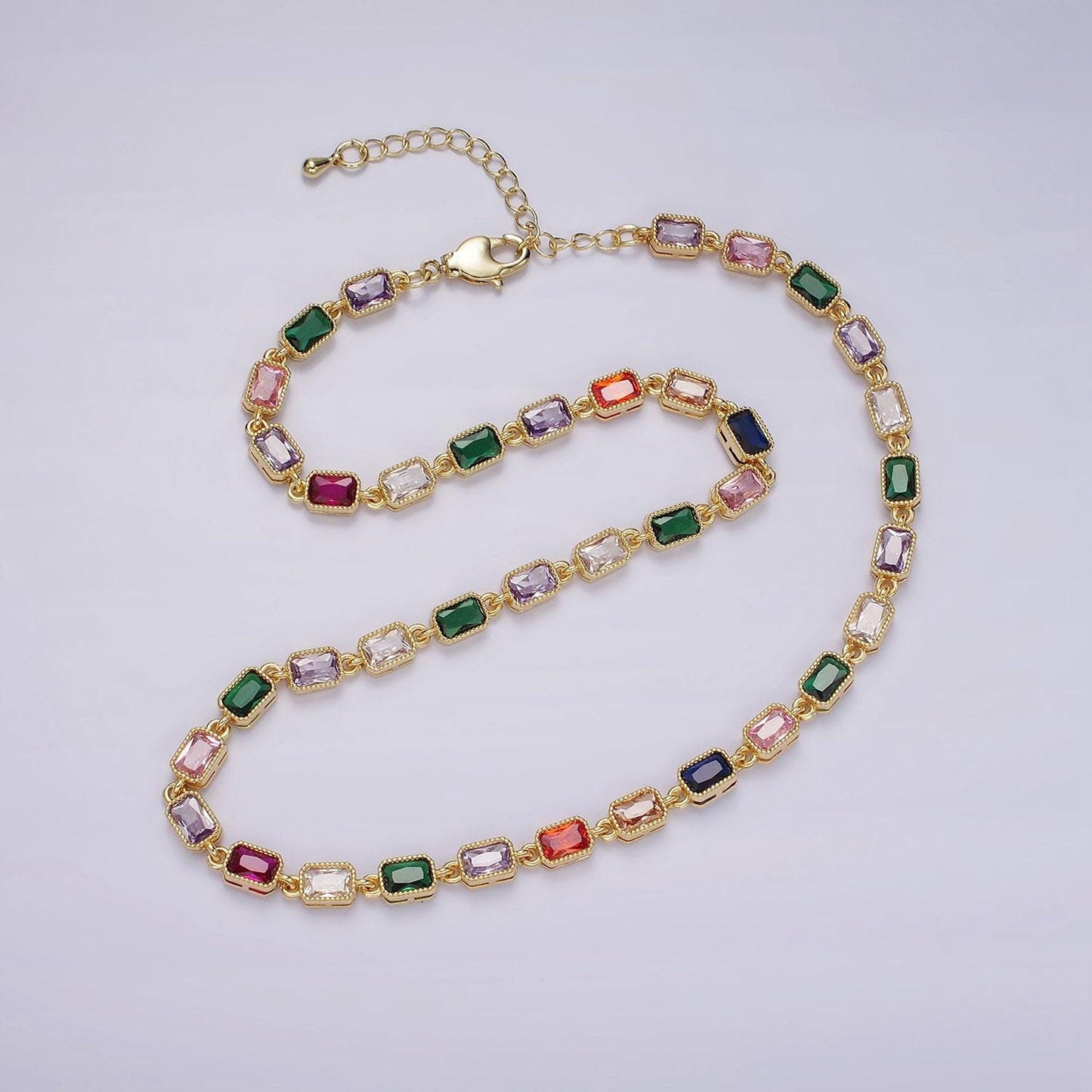 Gold filled necklace colorful cz stone necklace gemstone necklace crystal necklace dainty necklace christmas gift for her wa2248