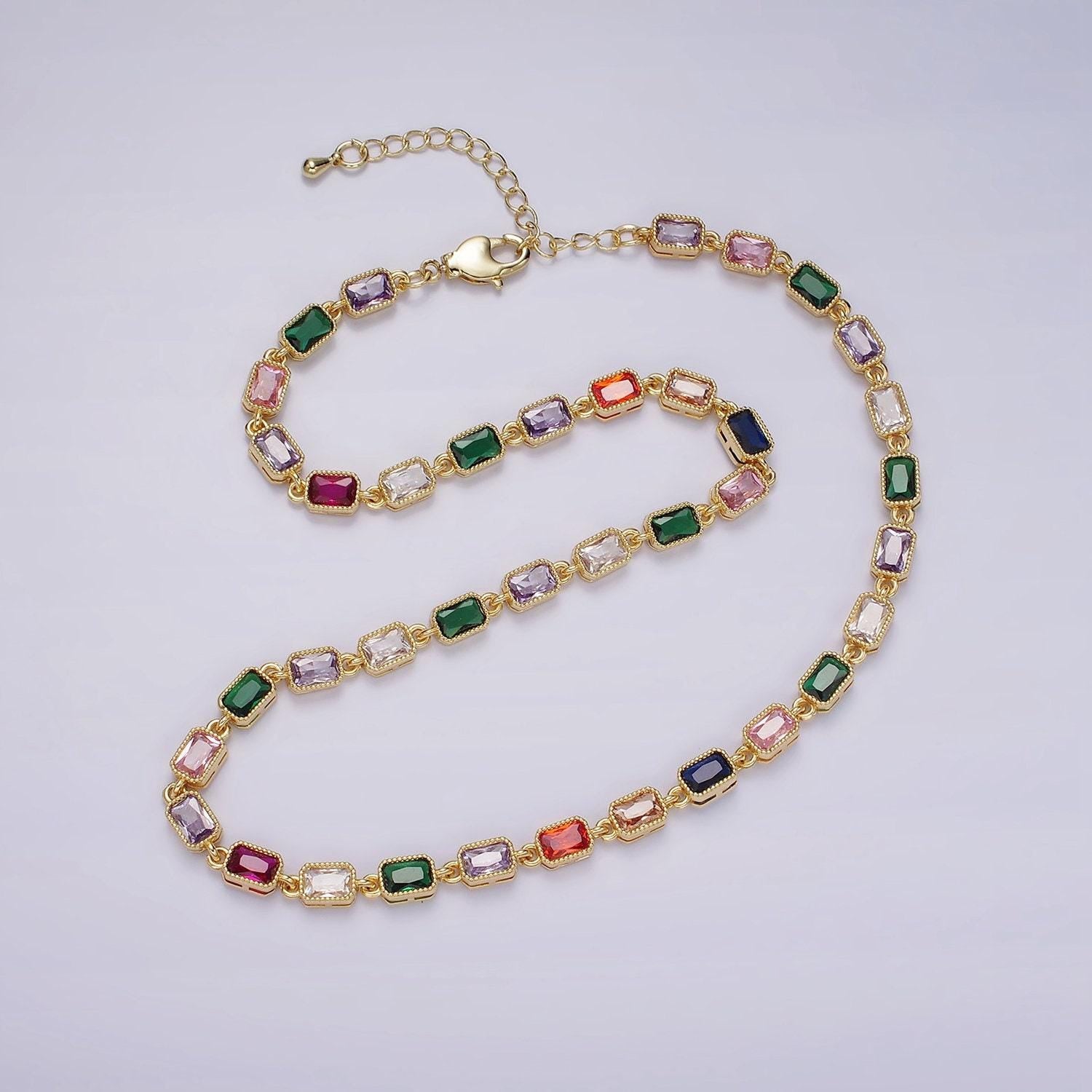 Gold filled necklace colorful cz stone necklace gemstone necklace crystal necklace dainty necklace christmas gift for her wa2248