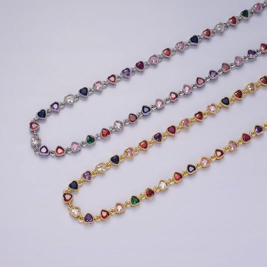 Gold necklace colorful necklace cz stone necklace 14k gold filled cubic heart necklace dainty necklace gift for her wa2245