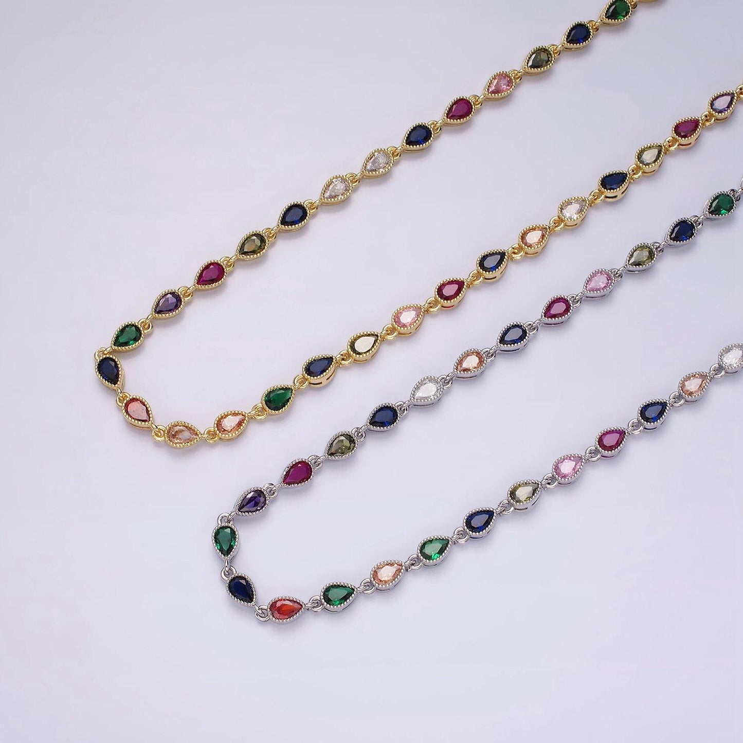 Gold filled necklace colorful cz stone necklace gemstone necklace tear drop crystal necklace dainty necklace christmas gift for her wa2242