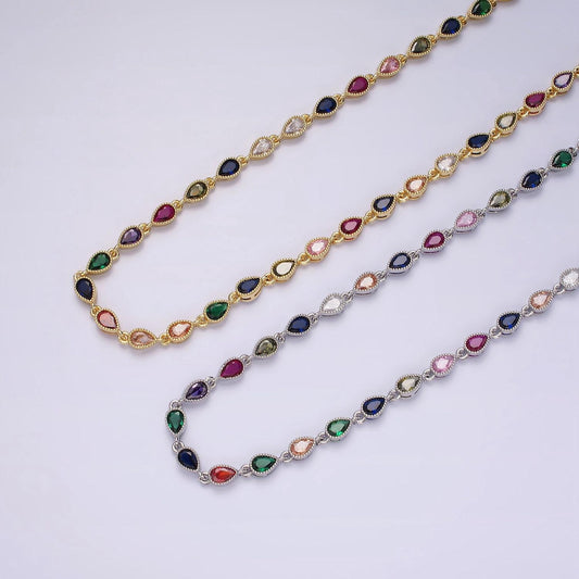 Gold filled necklace colorful cz stone necklace gemstone necklace tear drop crystal necklace dainty necklace christmas gift for her wa2242