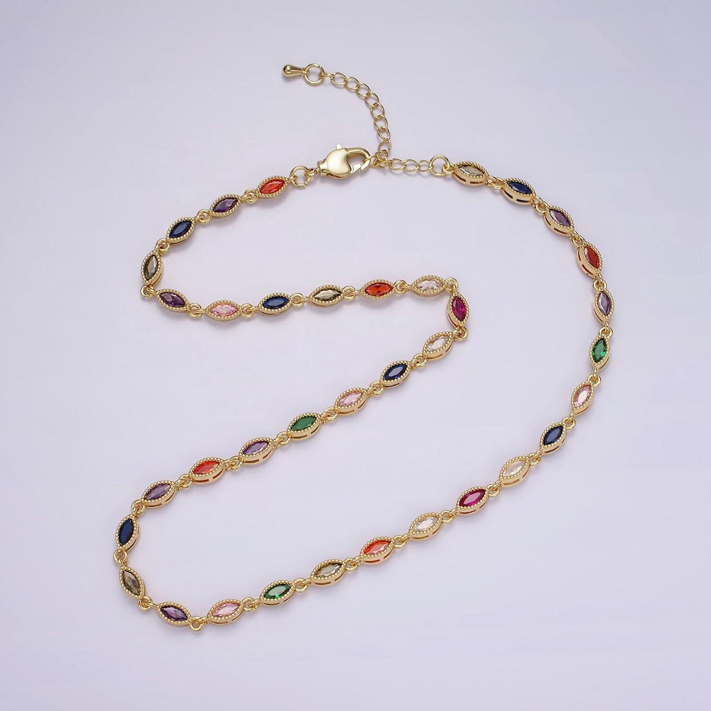 Gold necklace colorful necklace cz stone necklace 14k gold filled cubic eye oval necklace dainty necklace gift for her wa2240