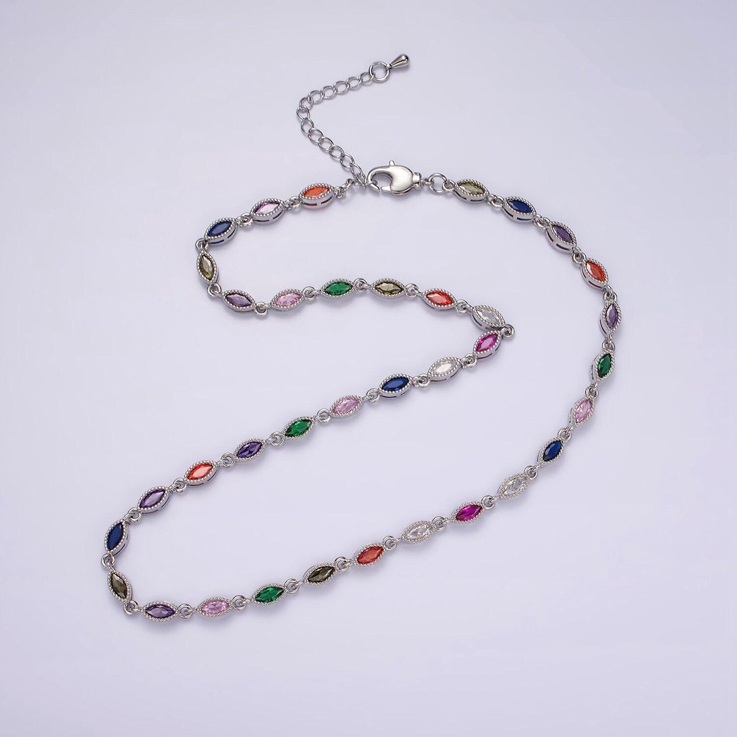 Gold necklace colorful necklace cz stone necklace 14k gold filled cubic eye oval necklace dainty necklace gift for her wa2240