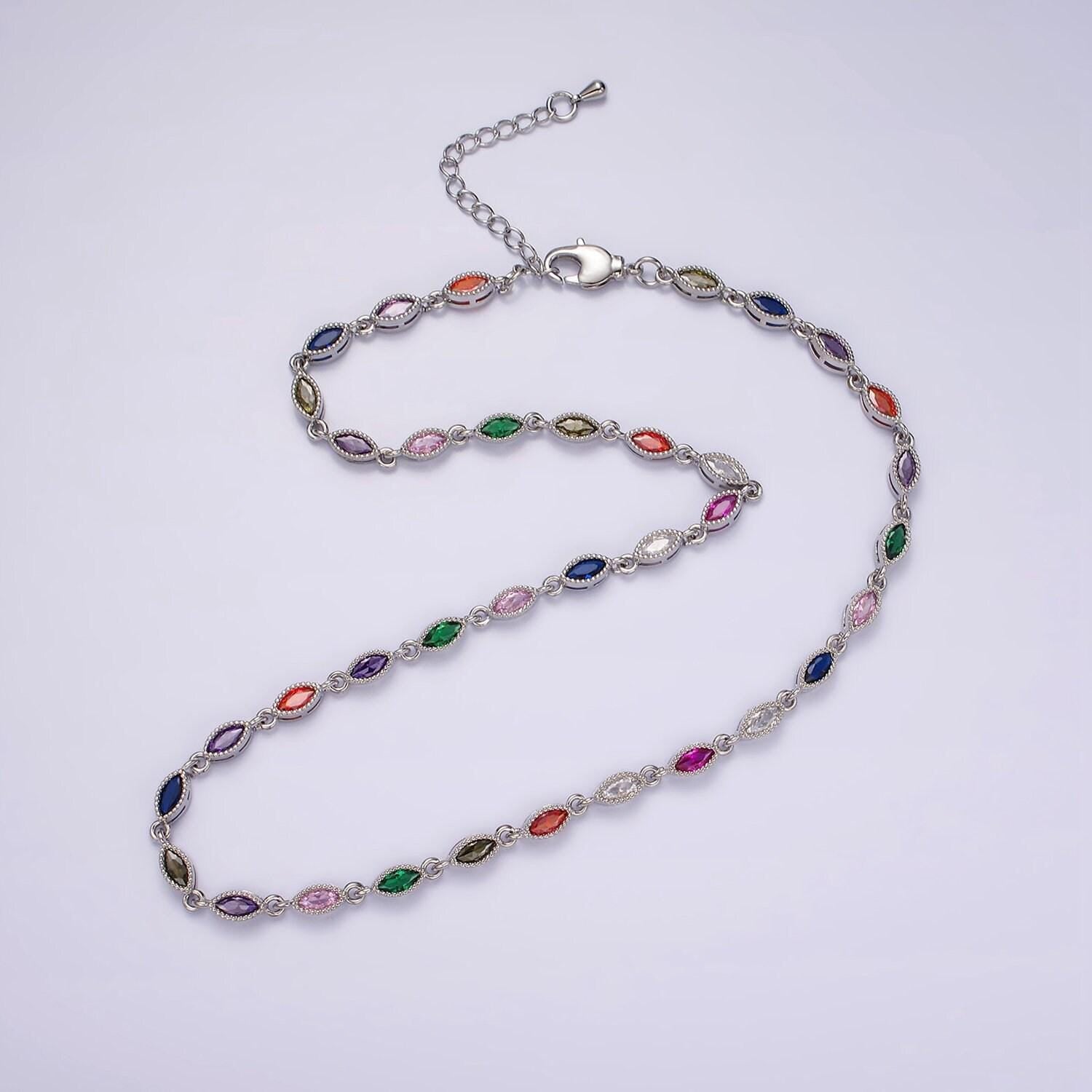 Gold necklace colorful necklace cz stone necklace 14k gold filled cubic eye oval necklace dainty necklace gift for her wa2240