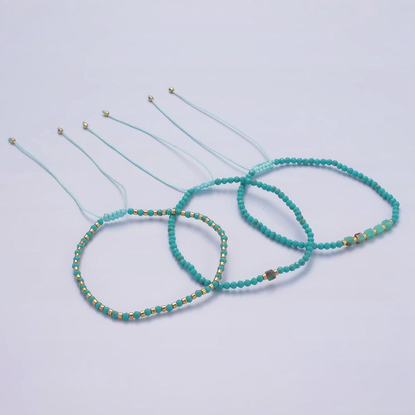 Natural stone beads, turquoise bead bracelet, dainty bracelet handmade adjustable rope friendship bracelet for gift friend bff wa-2219