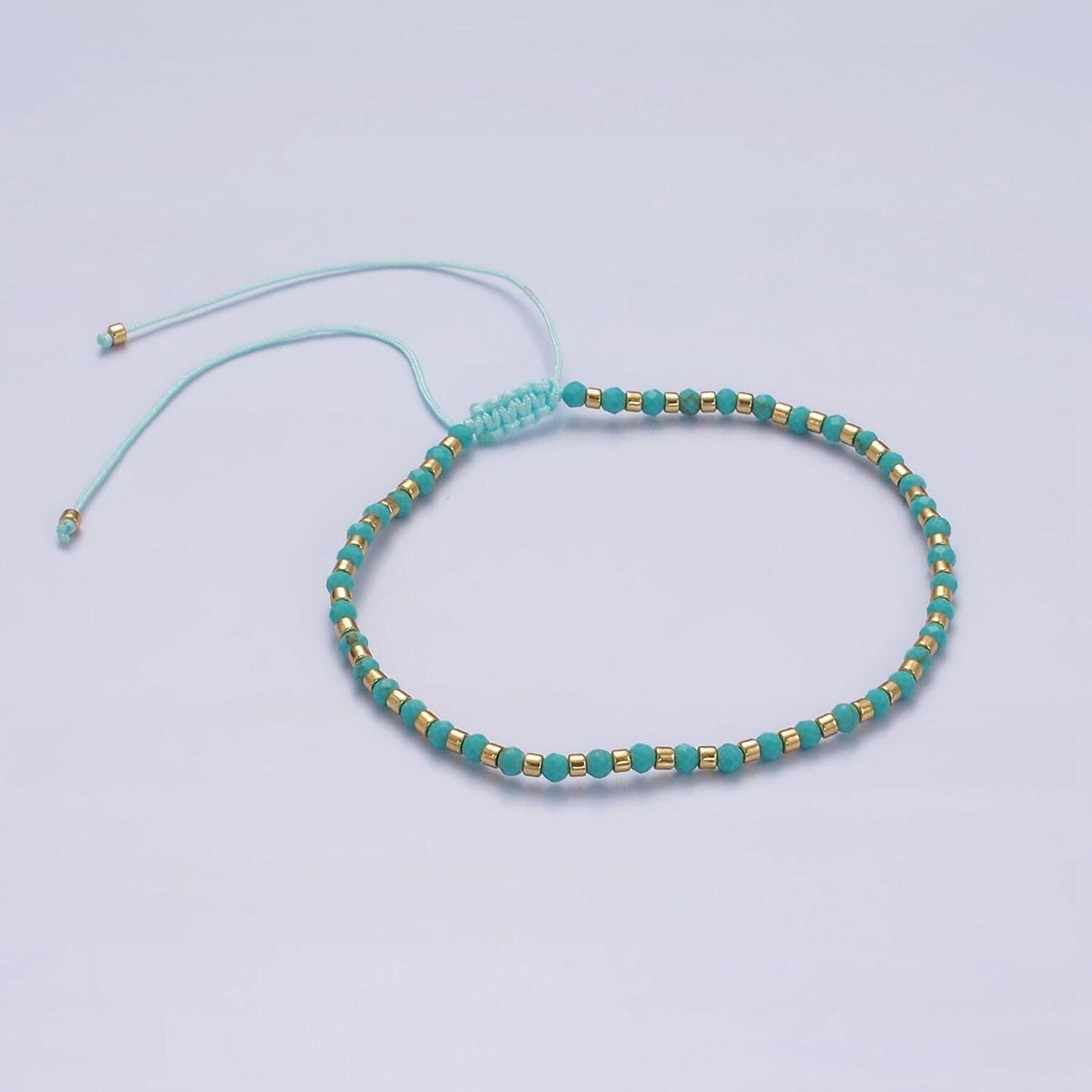 Natural stone beads, turquoise bead bracelet, dainty bracelet handmade adjustable rope friendship bracelet for gift friend bff wa-2219