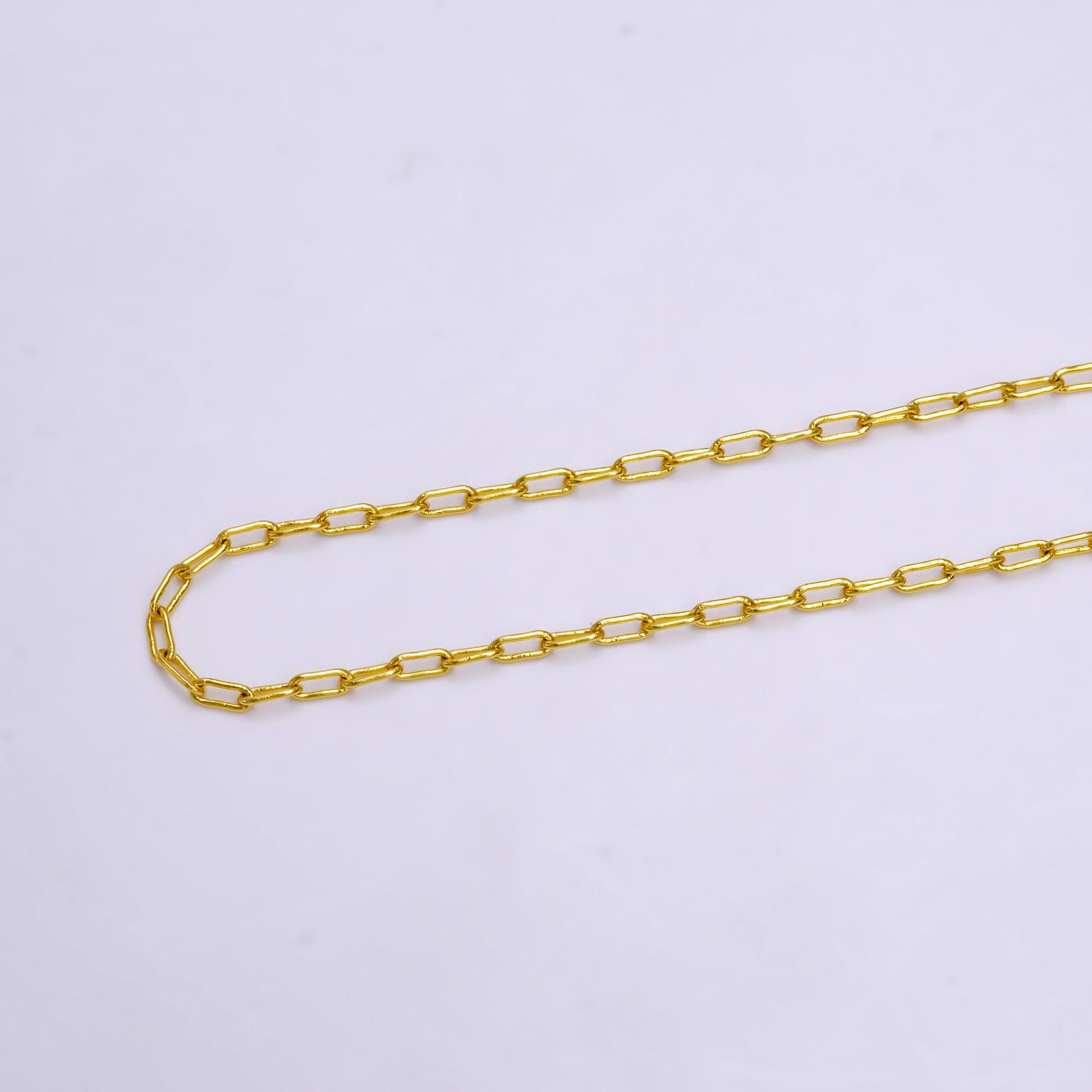 24k gold filled link paperclip chain necklace everyday chain necklace 16 inch ready to wear for jewelry making supply wa-2216