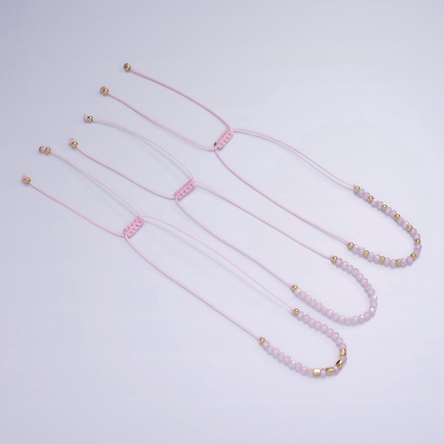 Pink friendship bracelet rope cord adjustable bracelet for women with gold beads wa2212 wa2213 wa2214