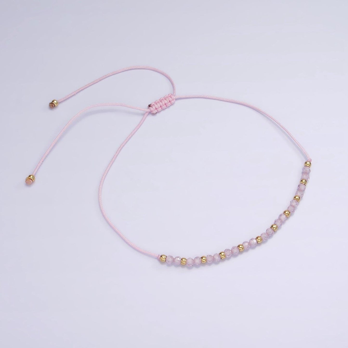 Pink friendship bracelet rope cord adjustable bracelet for women with gold beads wa2212 wa2213 wa2214