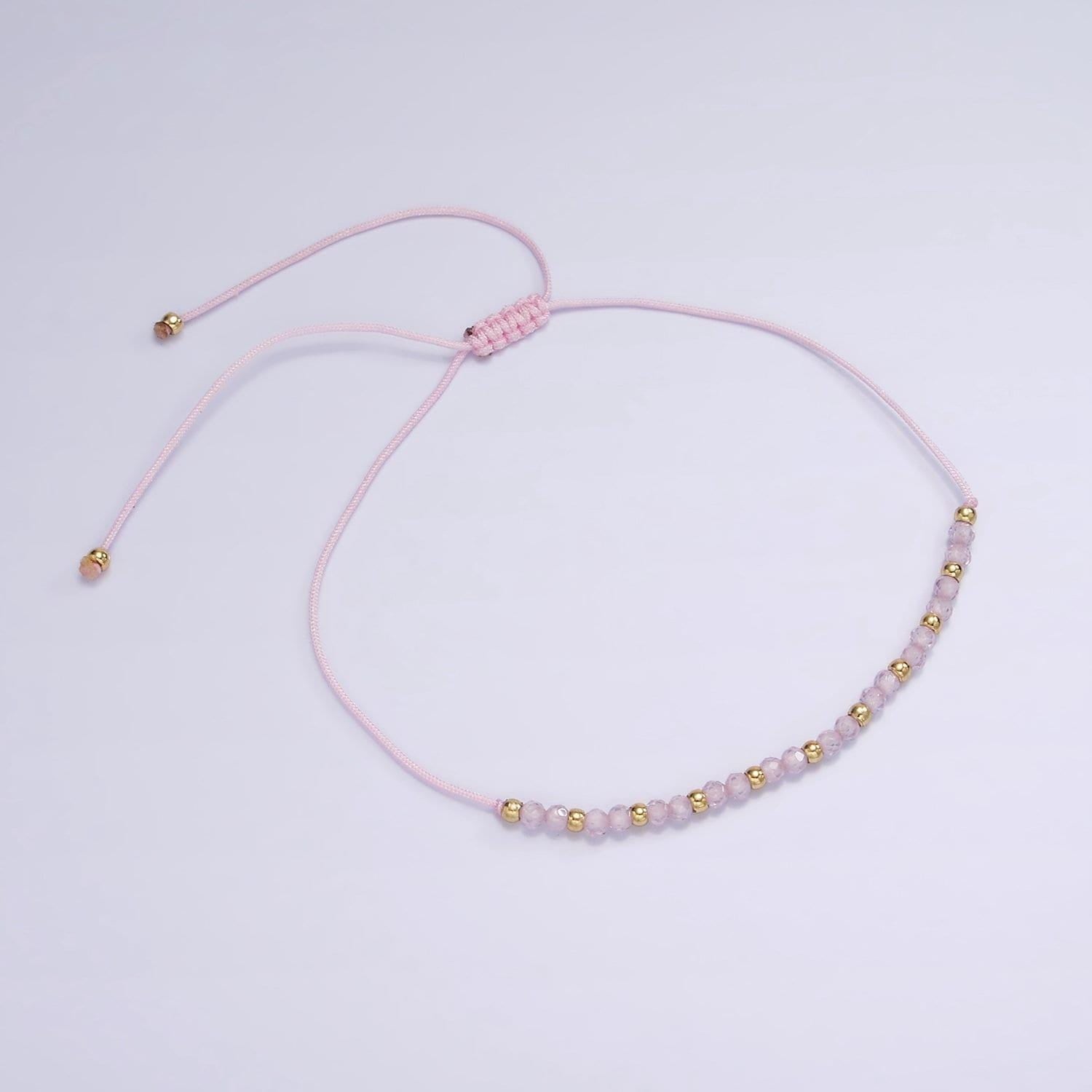 Pink friendship bracelet rope cord adjustable bracelet for women with gold beads wa2212 wa2213 wa2214