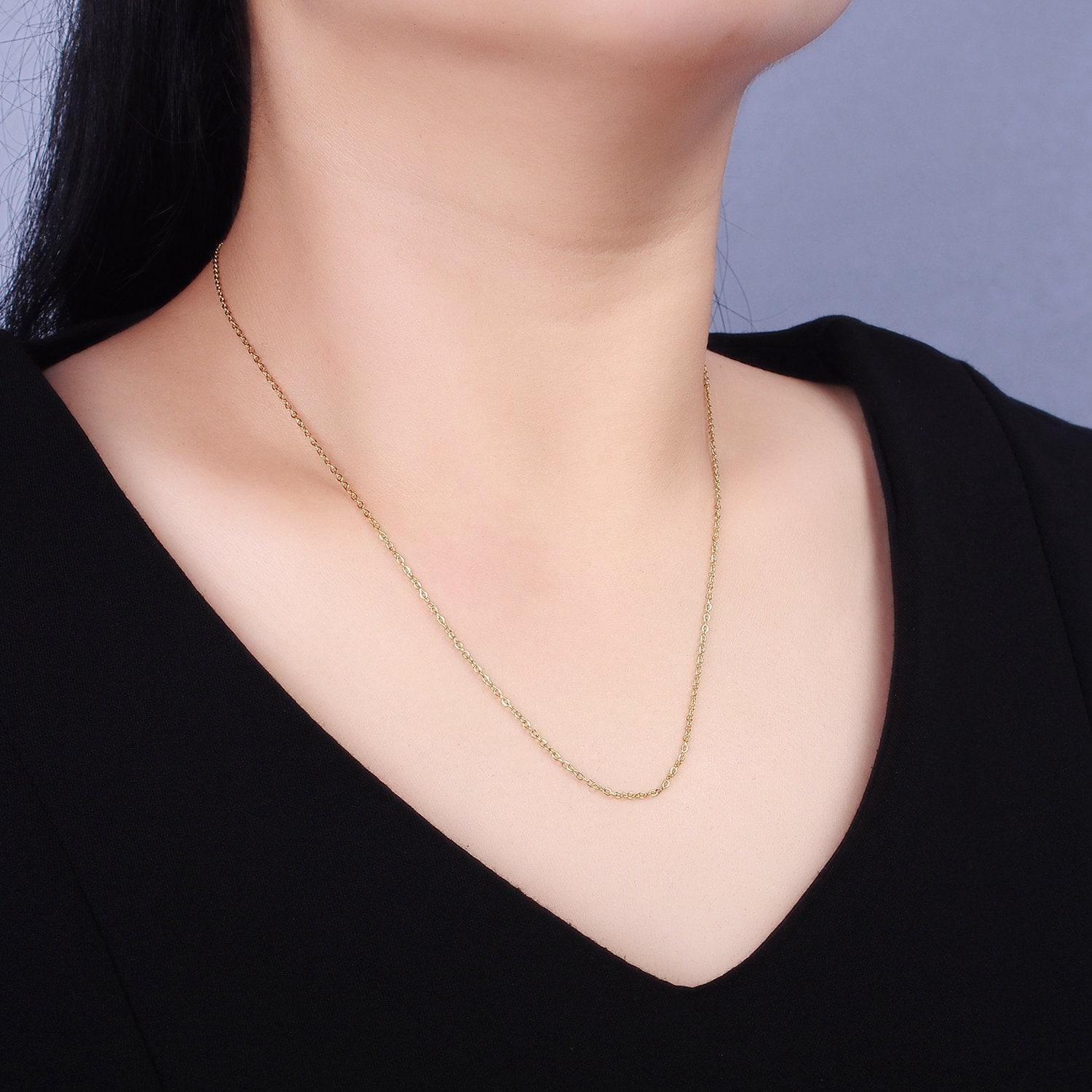 1pc 18'' ready to use gold cable paper clip necklace chain cable chain necklace pendant charm jewelry making supply wa2211