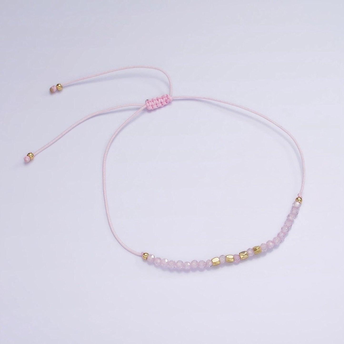 Pink friendship bracelet rope cord adjustable bracelet for women with gold beads wa2212 wa2213 wa2214