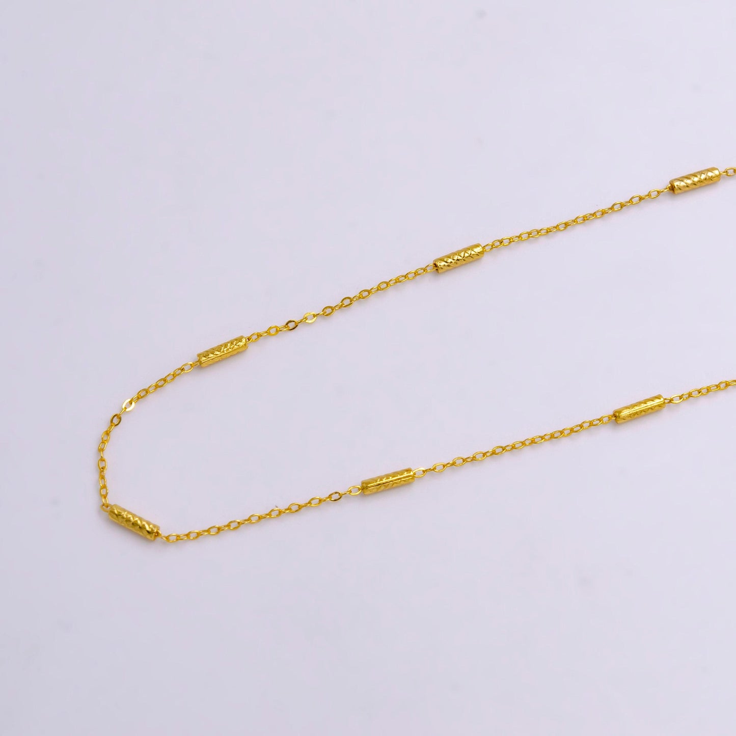 17.5 inch satellite chain gold dainty tube beaded necklace ready to wear for jewelry making w/ clasp wa-2210