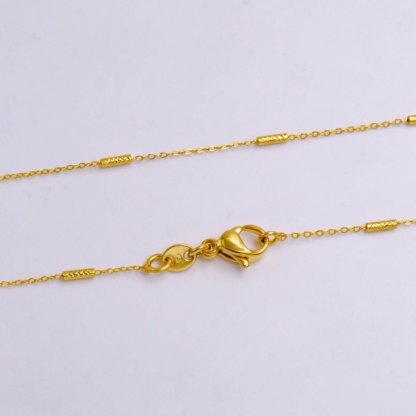 17.5 inch satellite chain gold dainty tube beaded necklace ready to wear for jewelry making w/ clasp wa-2210