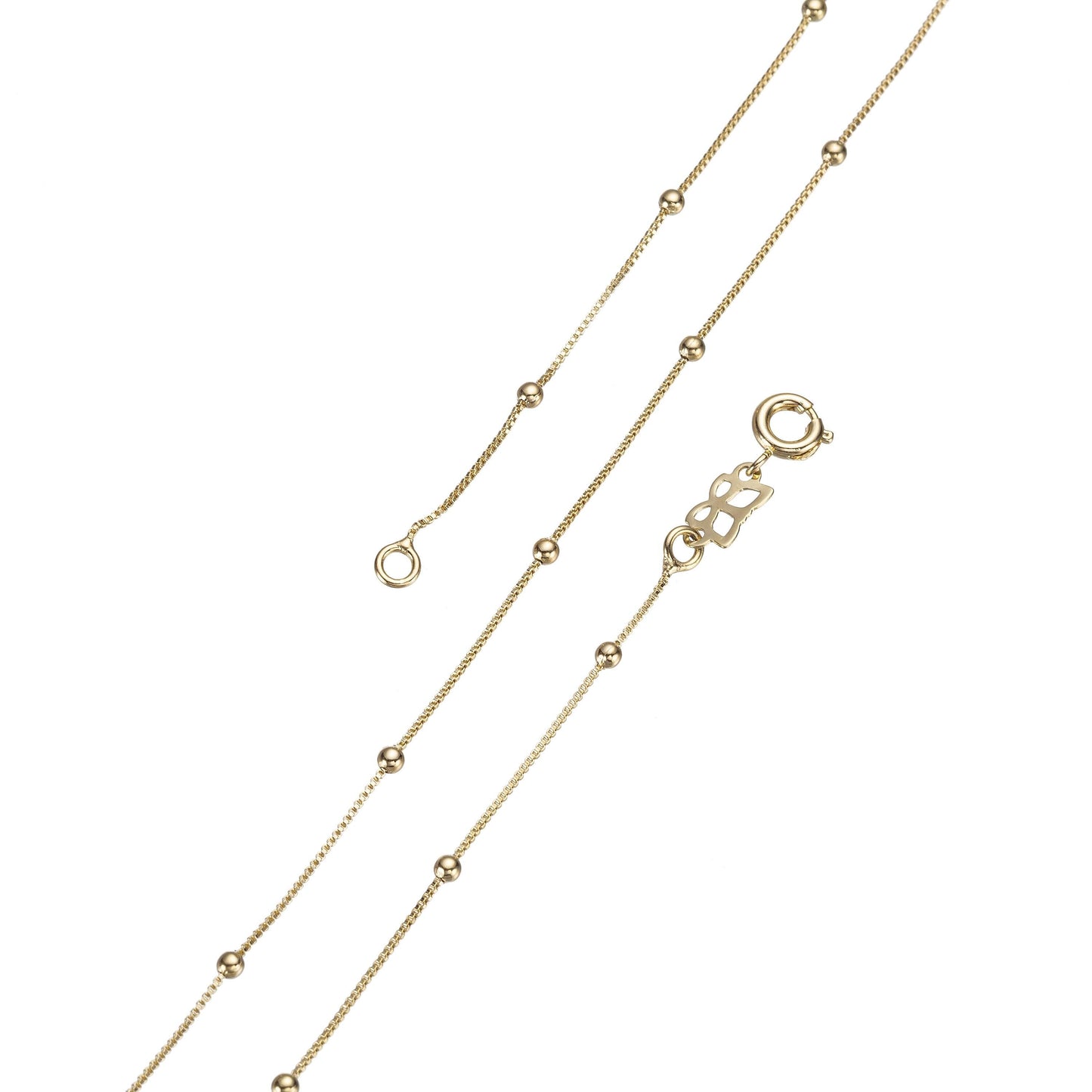 Dainty gold satellite chain necklace for women real goldplated simple beaded ball 19.5" everyday chain lead nickel free layer jewelry wa-217
