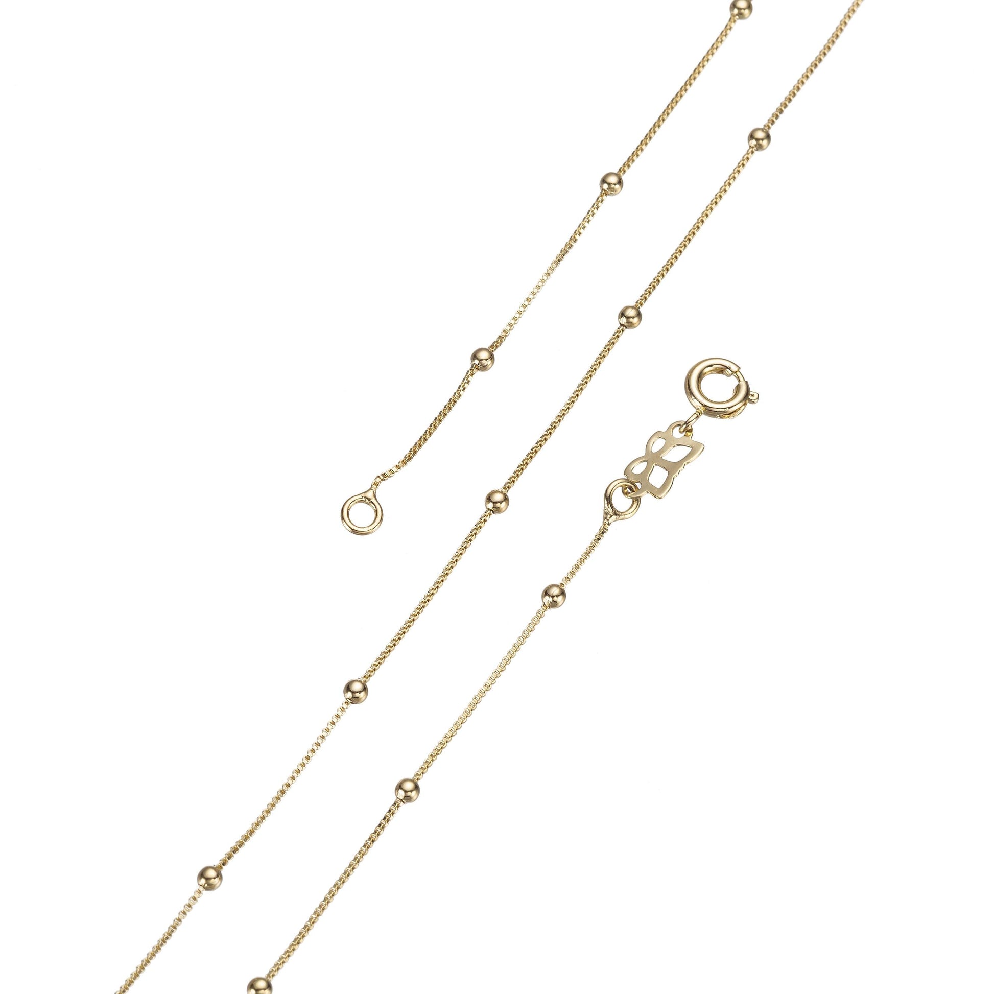 Dainty gold satellite chain necklace for women real goldplated simple beaded ball 19.5" everyday chain lead nickel free layer jewelry wa-217