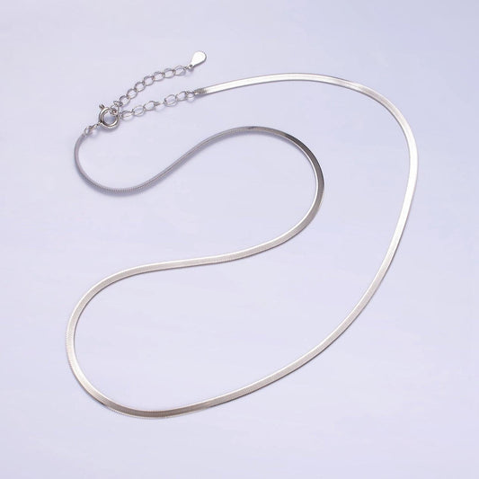 S925 sterling silver 2mm herringbone 17 inch layering chain necklace in silver | wa-2158