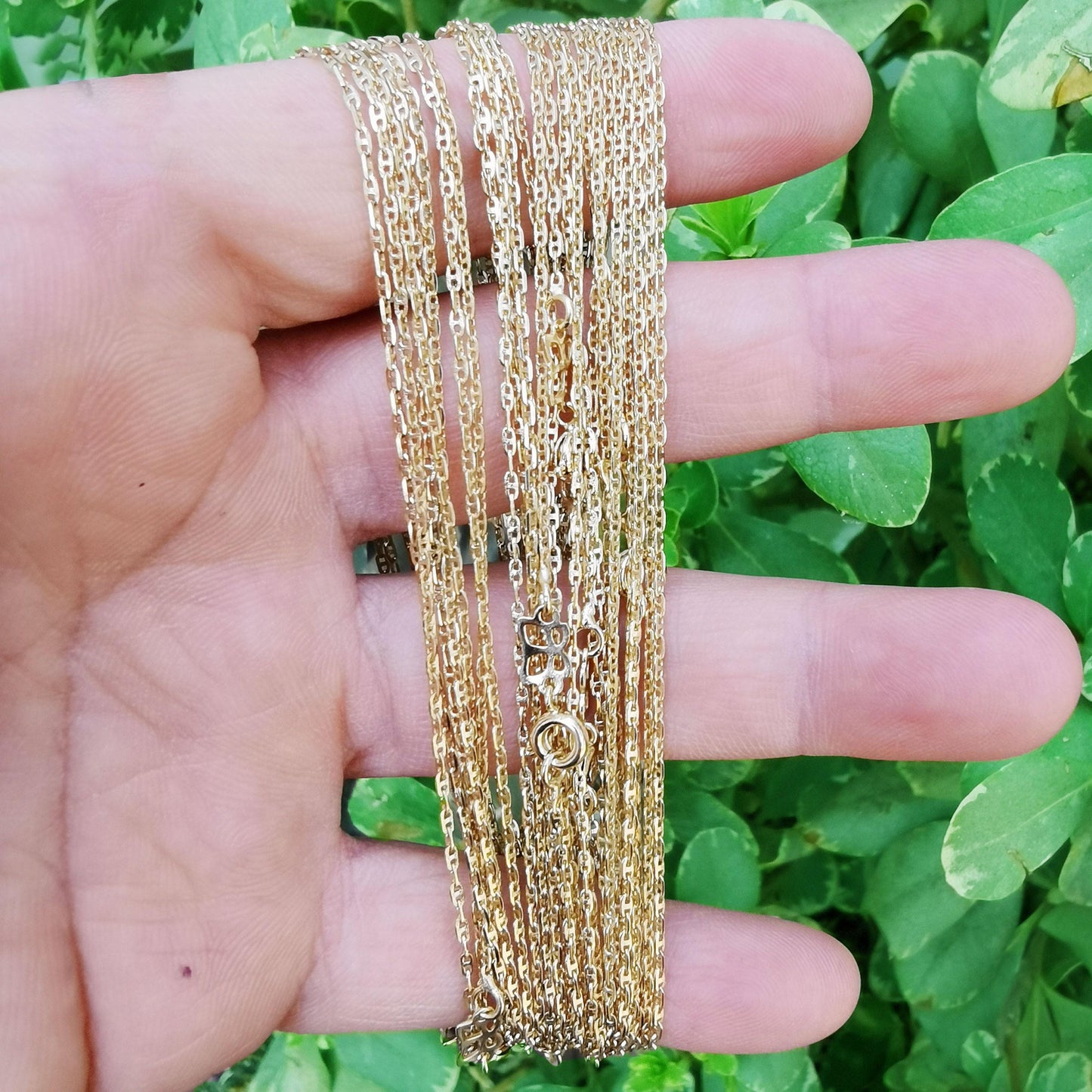 1.2mm mariner anchor link chain necklace 14k gold filled chain necklace ready to wear 17.7 inch necklace | wa-214