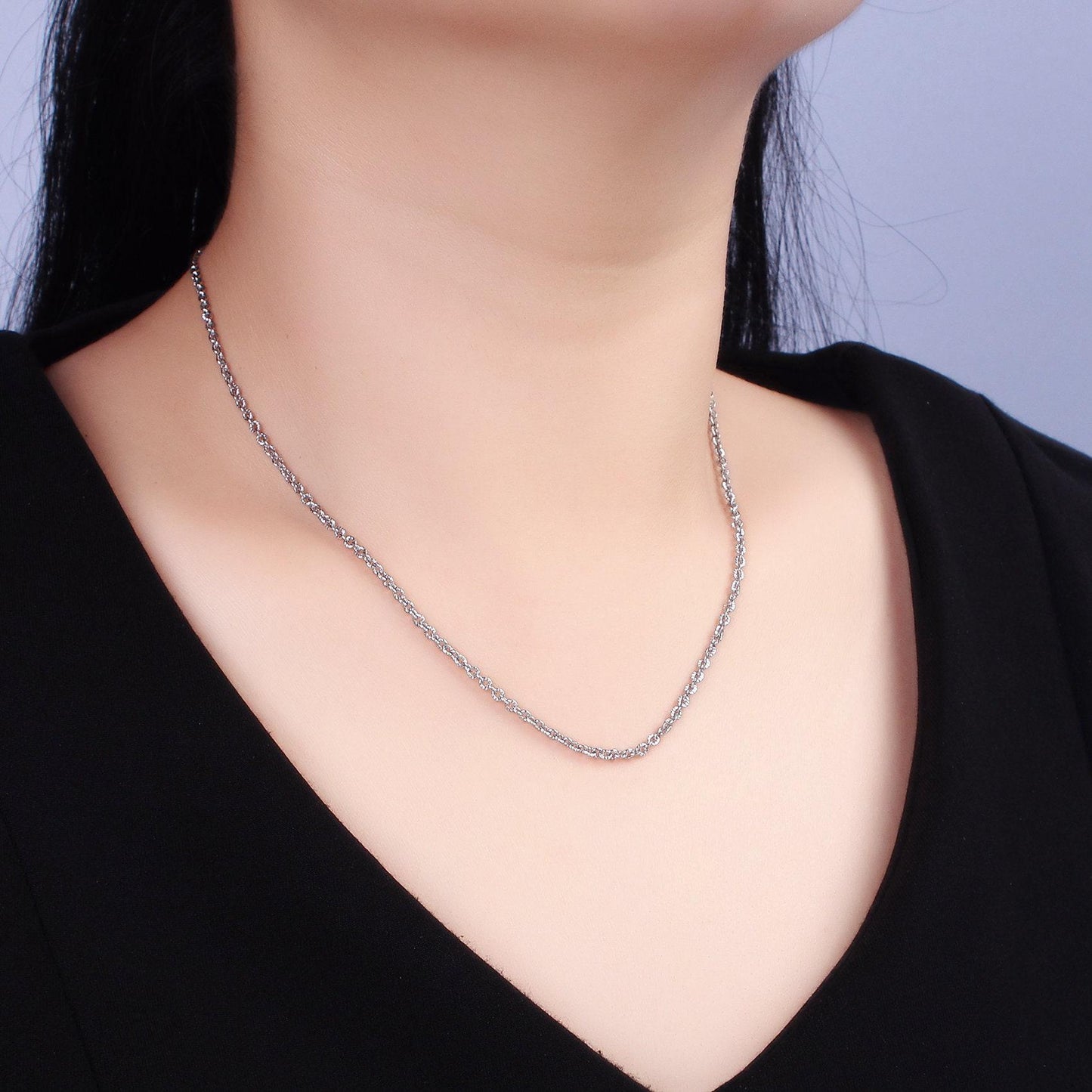 Stainless steel 1.3mm dainty box 18 inch layering chain necklace | wa-2106