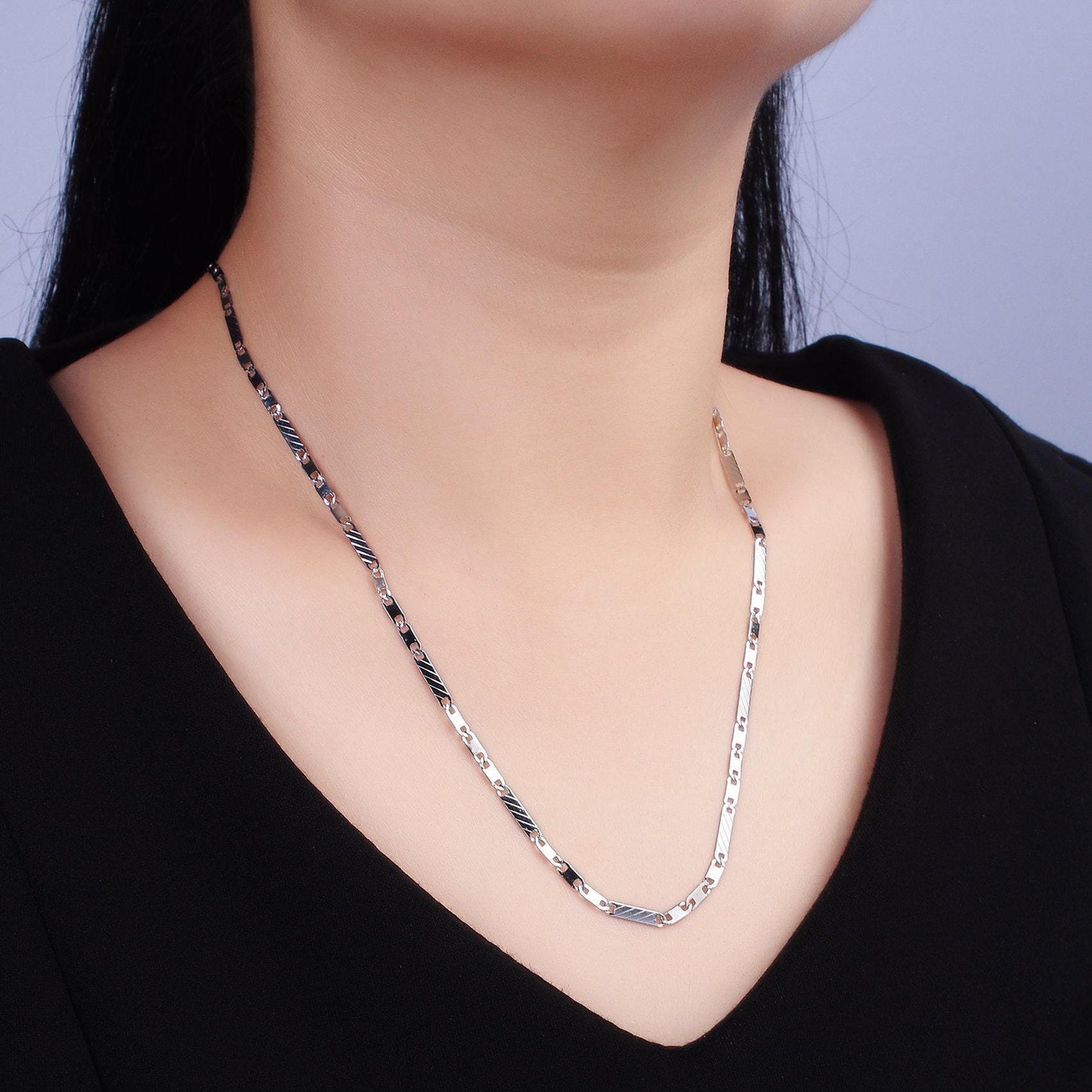 Long flat mariner anchor chain necklace for women stainless steel necklace 20 inch long wa-2098