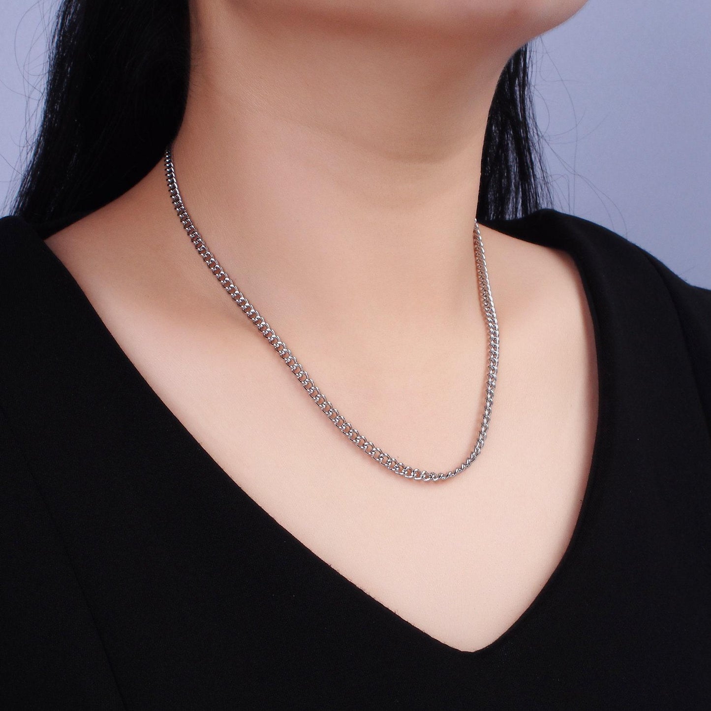 Stainless steel cable chain necklace 3.5mm cable chain jewelry making 18 inch women necklace wa2097
