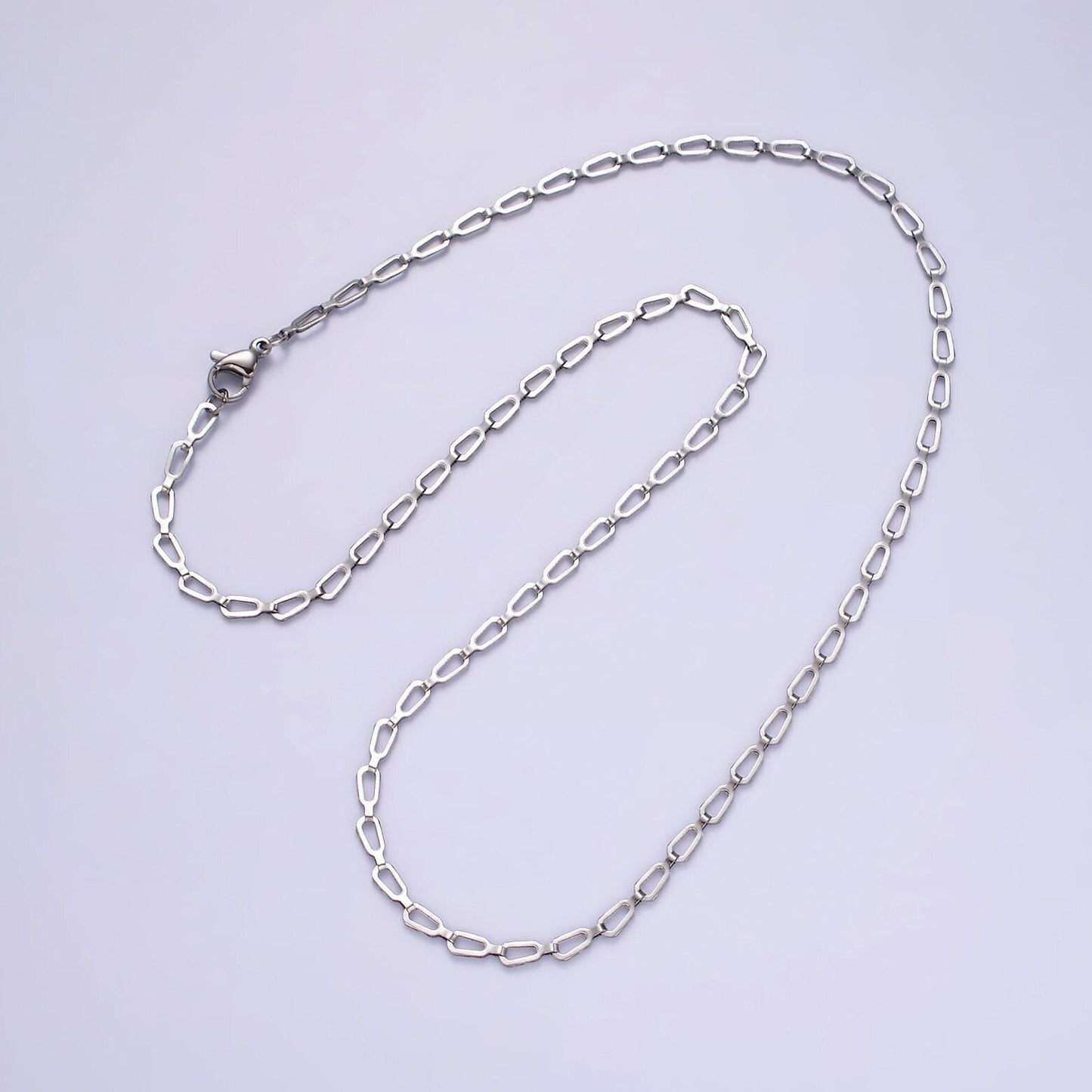 Stainless steel flat oval cable chain necklace 2.7mm cable chain jewelry making 18 inch women necklace wa2096
