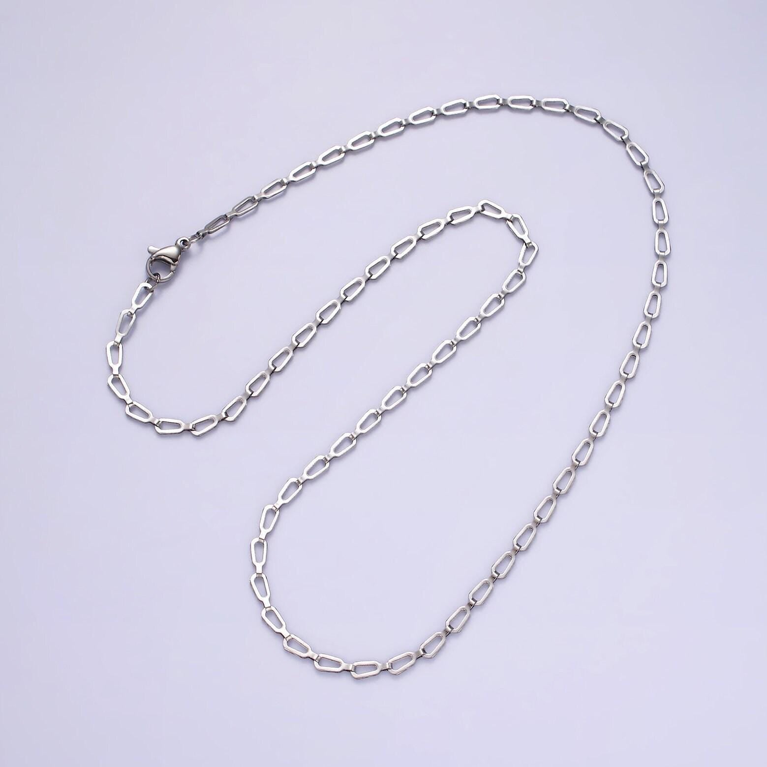 Stainless steel flat oval cable chain necklace 2.7mm cable chain jewelry making 18 inch women necklace wa2096