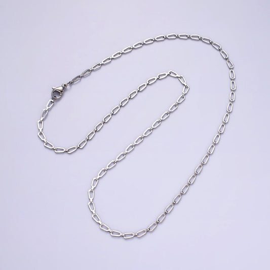 Stainless steel flat oval cable chain necklace 2.7mm cable chain jewelry making 18 inch women necklace wa2096