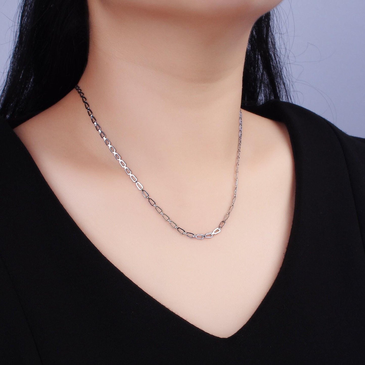 Stainless steel flat oval cable chain necklace 2.7mm cable chain jewelry making 18 inch women necklace wa2096