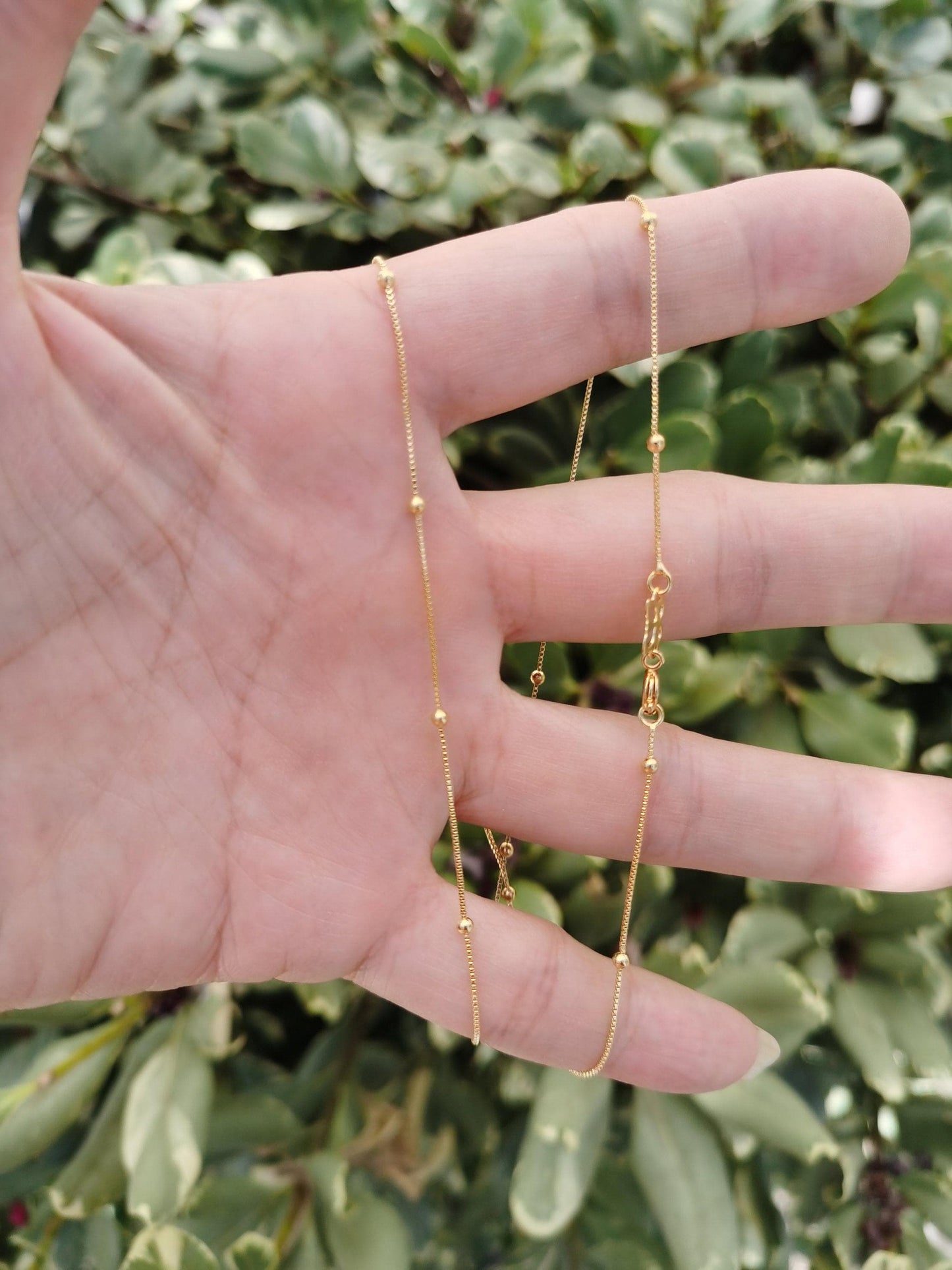 20 inch satellite chain gold dainty necklace ready to wear for jewelry making w/ clasp ball beaded chain, wa-207