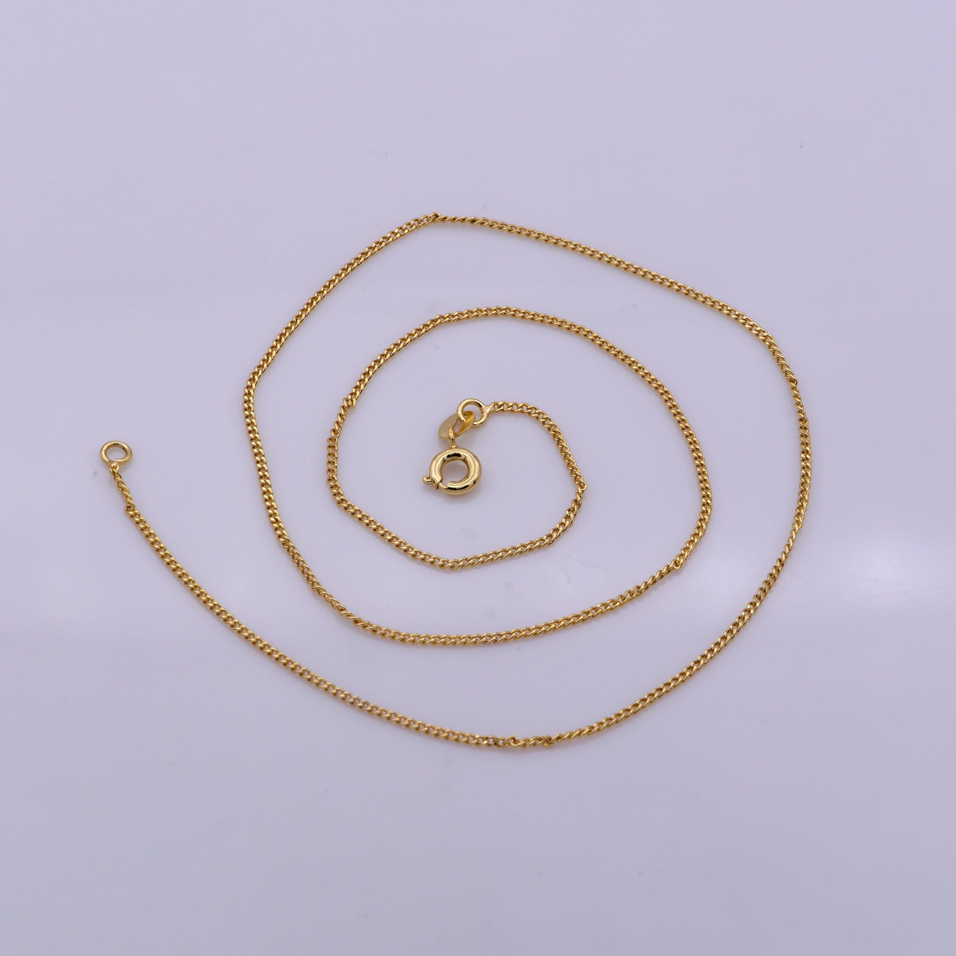 1pc 23.6'' ready to use gold cuban curb necklace chain, layering curb chain dainty necklace,for pendant charm necklace making, wa-206
