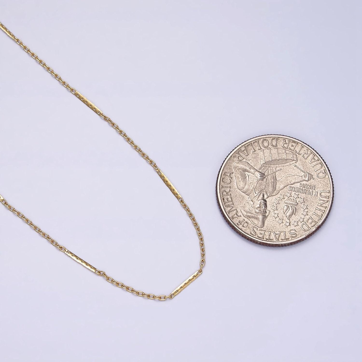 Stainless steel 1mm dainty unique flat cable link 17 inch chain necklace | wa-2041