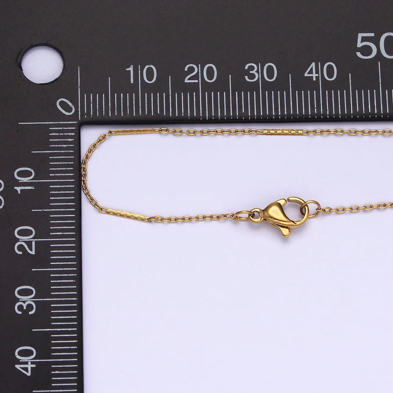 Stainless steel 1mm dainty unique flat cable link 17 inch chain necklace | wa-2041