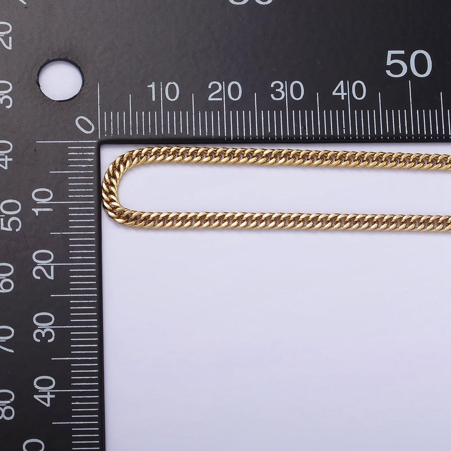 Stainless steel 2.5mm flat concave curb 18 inch chain layering necklace | wa-2029