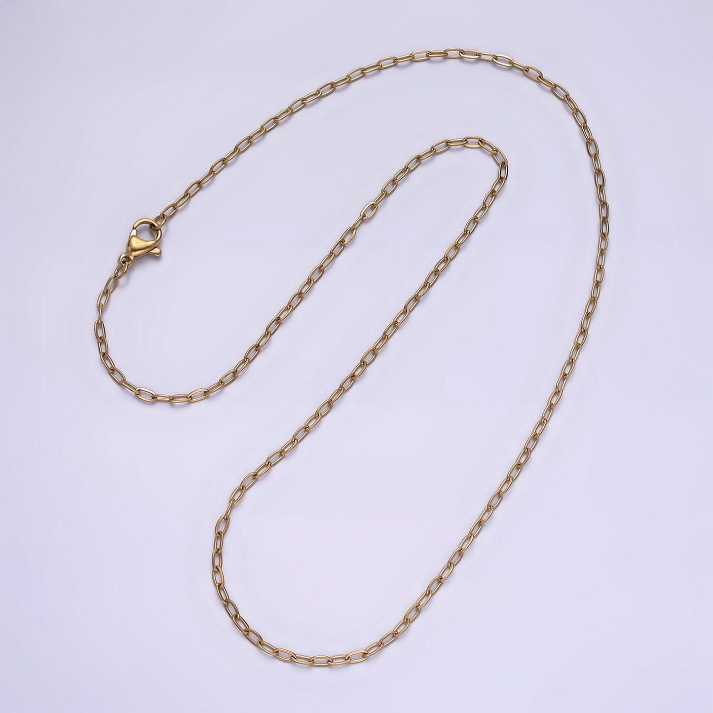 Stainless steel 2mm dainty cable chain 17.72 layering chain necklace | wa-2025