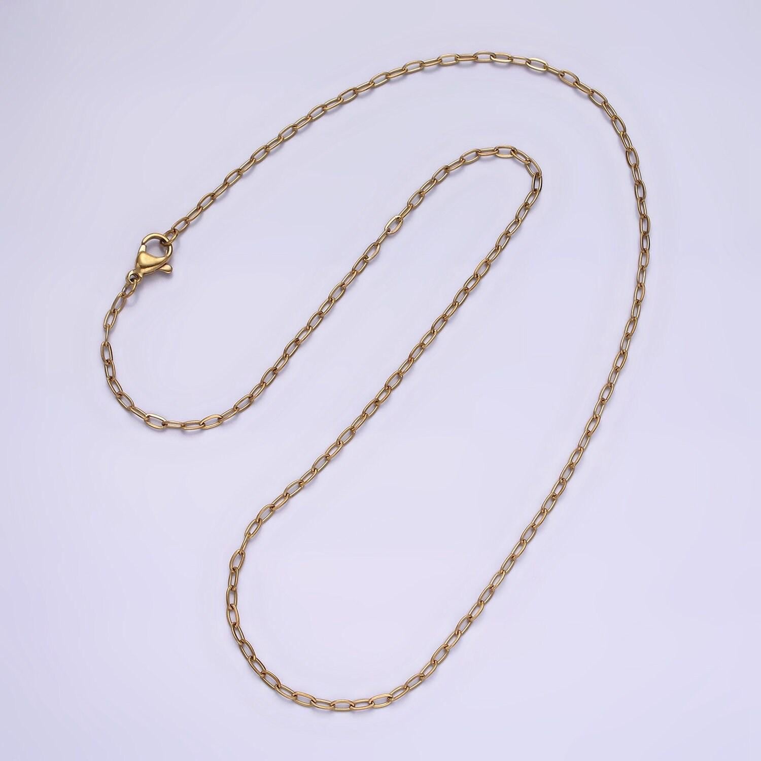 Stainless steel 2mm dainty cable chain 17.72 layering chain necklace | wa-2025