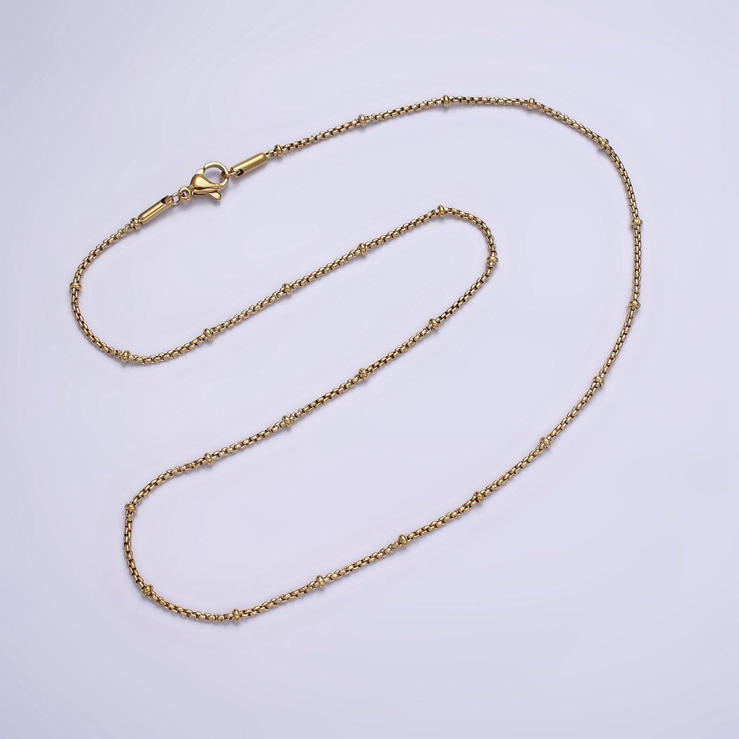 Stainless steel 2mm satellite box 18 inch chain necklace in gold | wa-2024