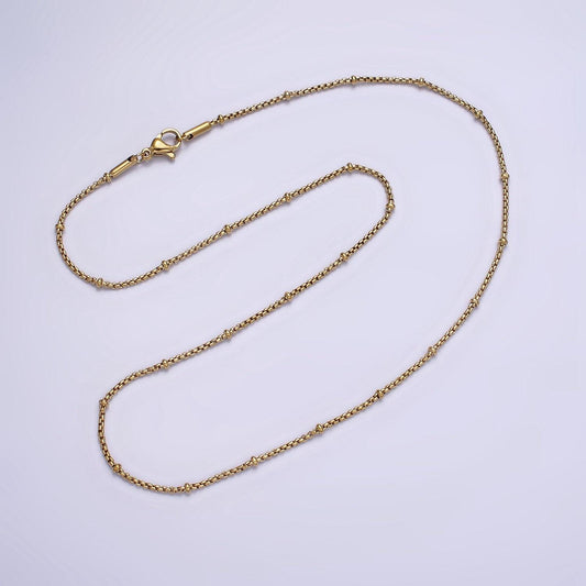 Stainless steel 2mm satellite box 18 inch chain necklace in gold | wa-2024