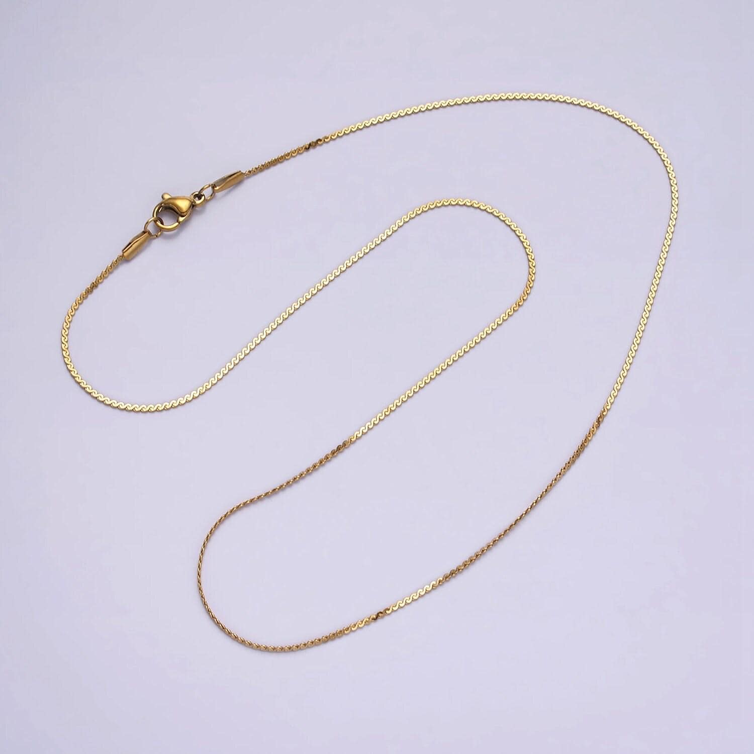 Stainless steel 1mm dainty designed flat figure eight herringbone 18 inch layering chain necklace | wa-2022