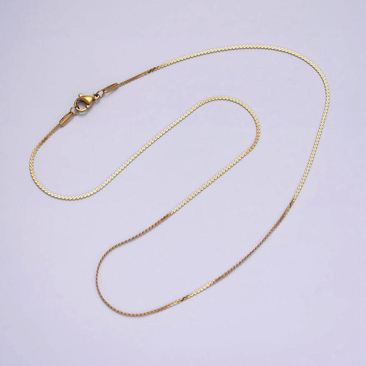Stainless steel 1mm dainty designed flat figure eight herringbone 18 inch layering chain necklace | wa-2022